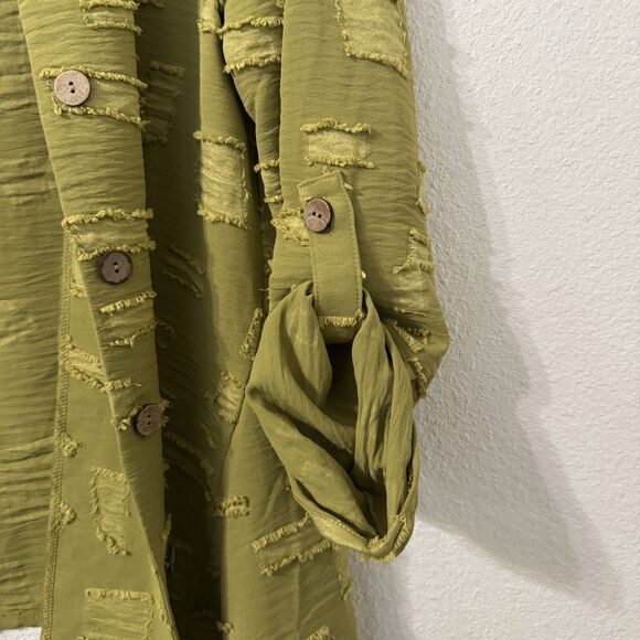 Nina Leonard Textured Wave Tab Sleeve Tunic Medium Earthy Core Goblin Lagenlook - Picture 4 of 6